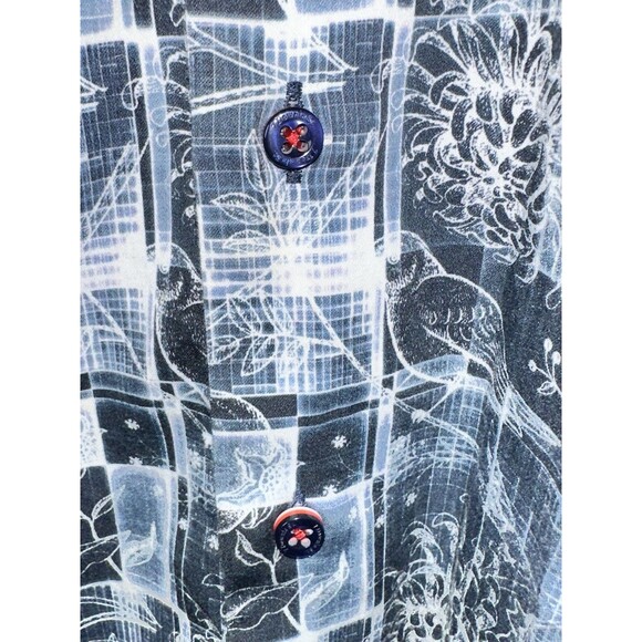 7 Downie St Couture Long Sleeve Flip Cuff Dress Shirt Men's Size 5 Blue Abstract - Picture 3 of 13